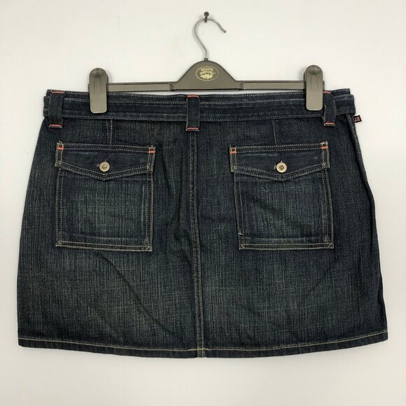 Ralph Lauren Monique Skirt Womens Plus 14 Dark Wash Denim Mini Flap Pockets - Picture 2 of 7